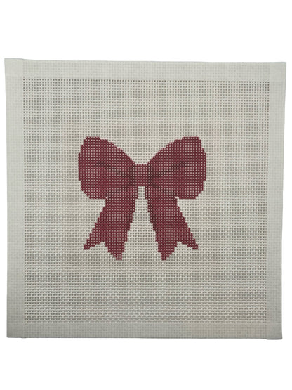 Red Simple Bow - 13 mesh - 8 x 8 -  Needlepoint Canvas