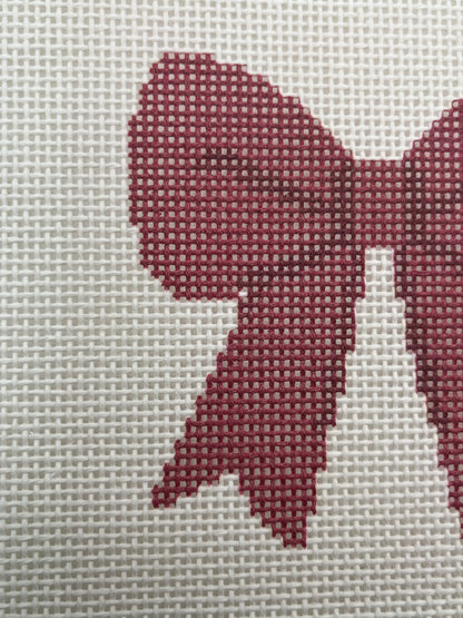 Red Simple Bow - 13 mesh - 8 x 8 -  Needlepoint Canvas