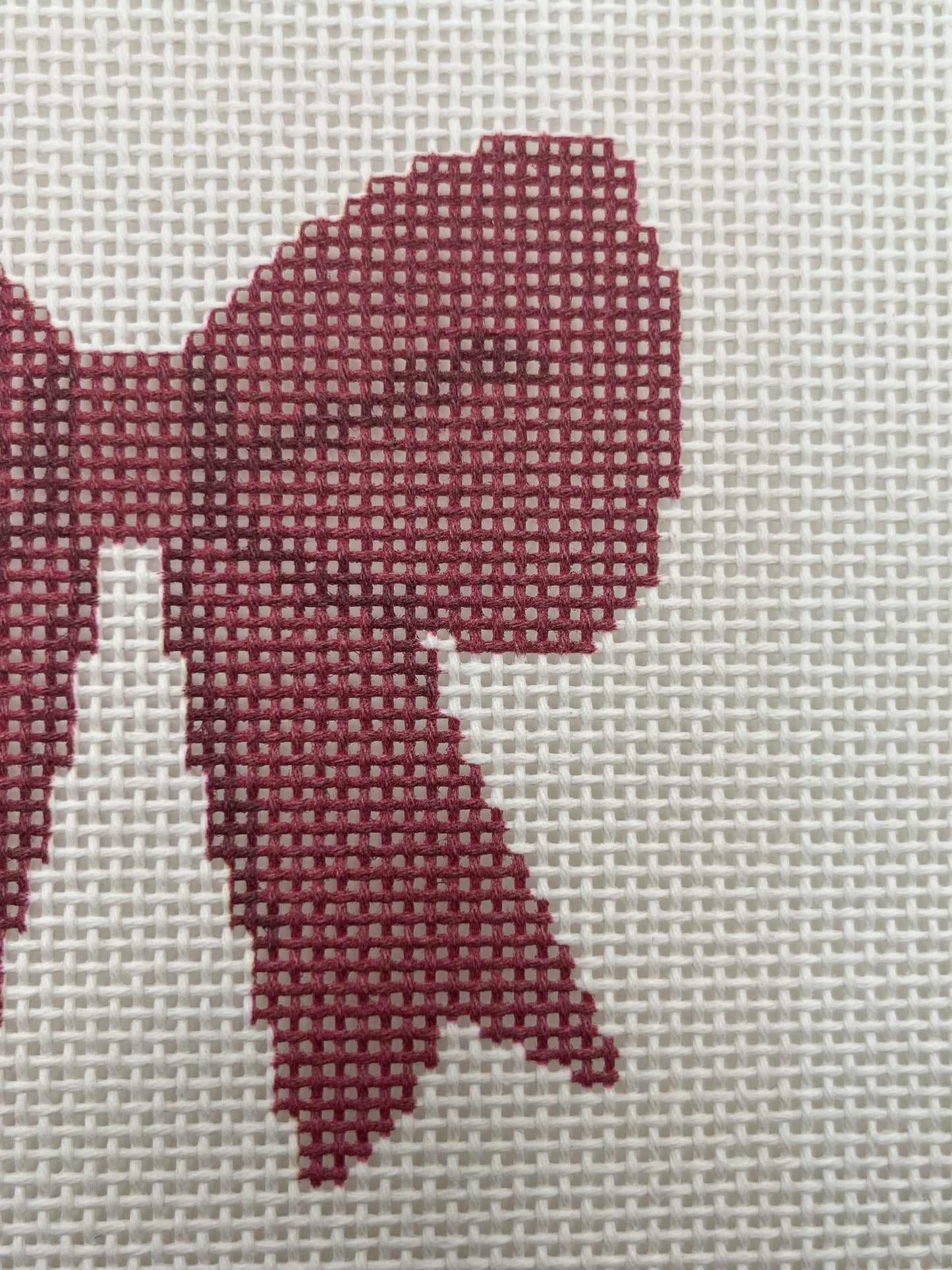 Red Simple Bow - 13 mesh - 8 x 8 -  Needlepoint Canvas