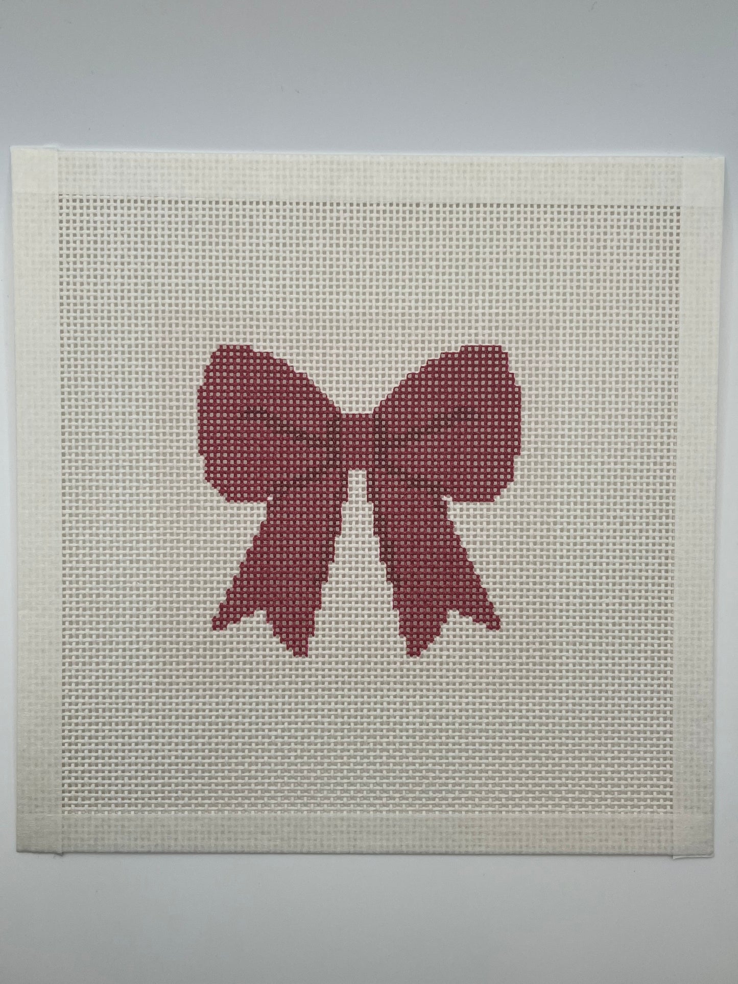 Red Simple Bow - 13 mesh - 8 x 8 -  Needlepoint Canvas