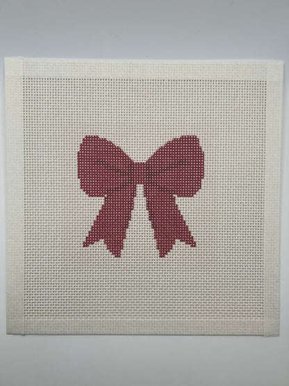 Red Simple Bow - 13 mesh - 8 x 8 -  Needlepoint Canvas