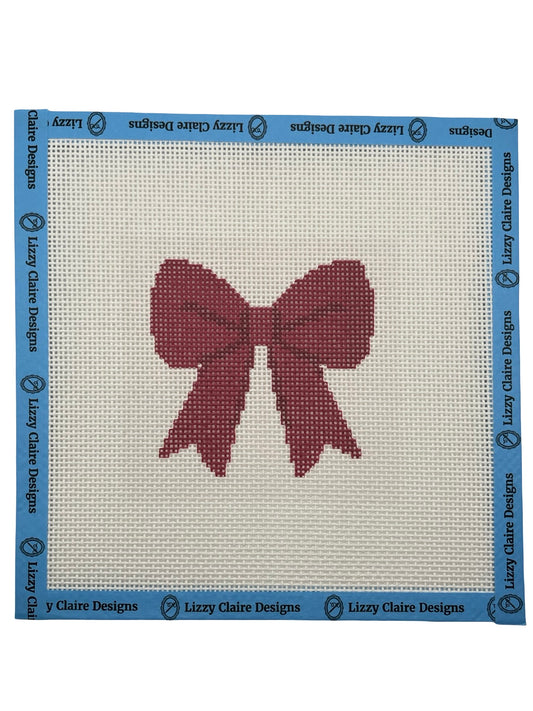 Red Simple Bow - 13 mesh - 8 x 8 -  Needlepoint Canvas