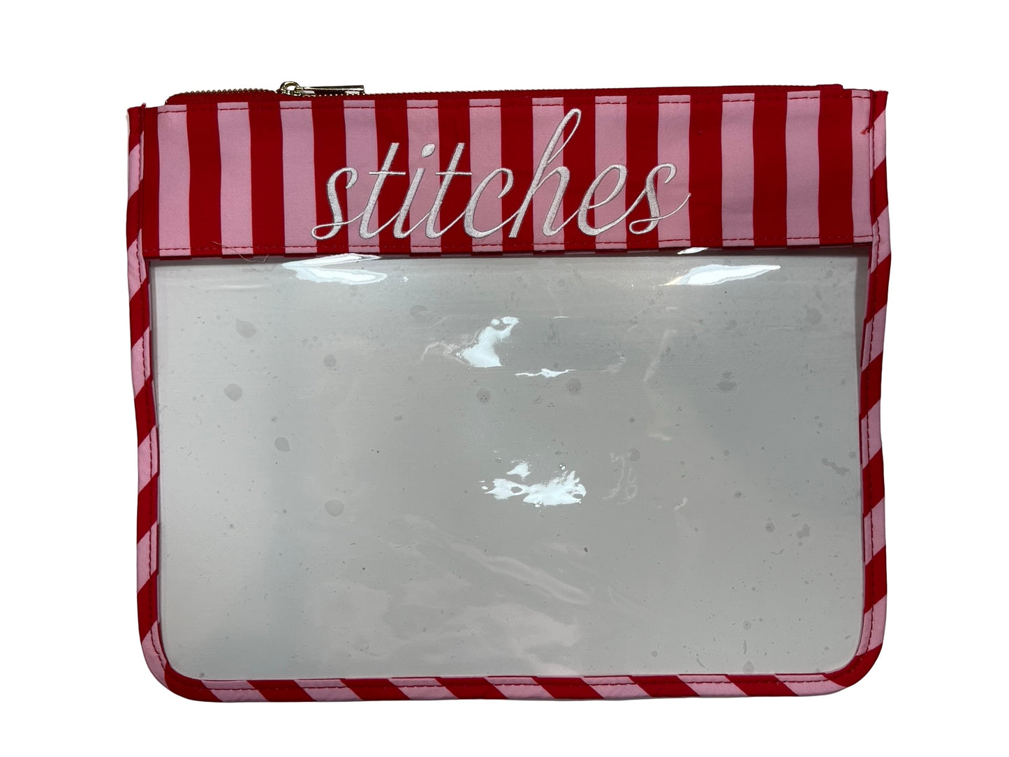 Red and Pink Striped "Stitches" Project Bag