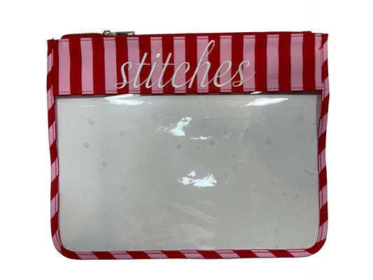 Red and Pink Striped "Stitches" Project Bag
