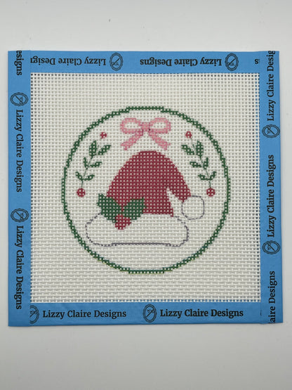 Santa Hat - 13 mesh - 4 inch Round - 6 x 6 - Needlepoint Canvas