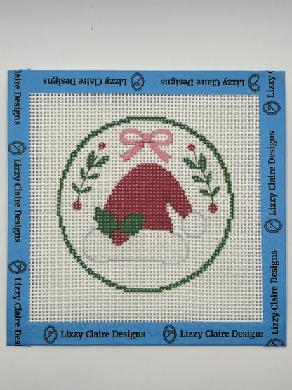 Santa Hat - 13 mesh - 4 inch Round - 6 x 6 - Needlepoint Canvas