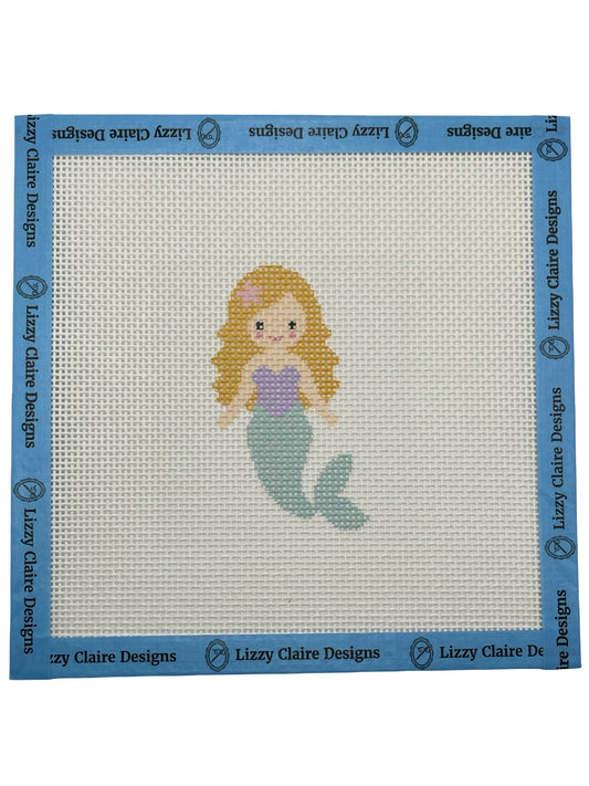 Seafoam Mermaid (Blonde) - 13 mesh - 7 x 7 - Needlepoint Canvas