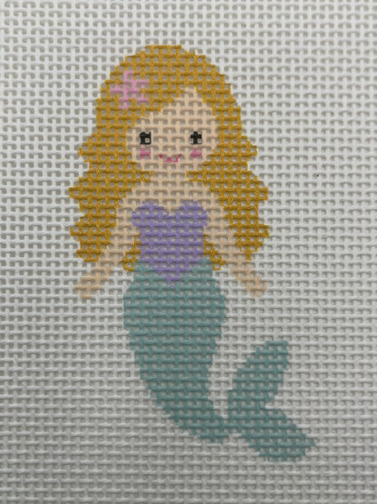 Seafoam Mermaid (Blonde) - 13 mesh - 7 x 7 - Needlepoint Canvas