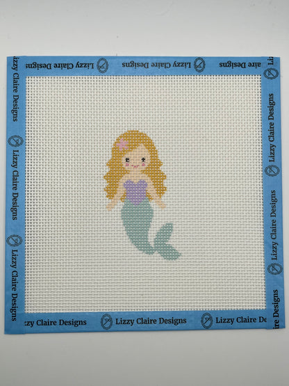 Seafoam Mermaid (Blonde) - 13 mesh - 7 x 7 - Needlepoint Canvas