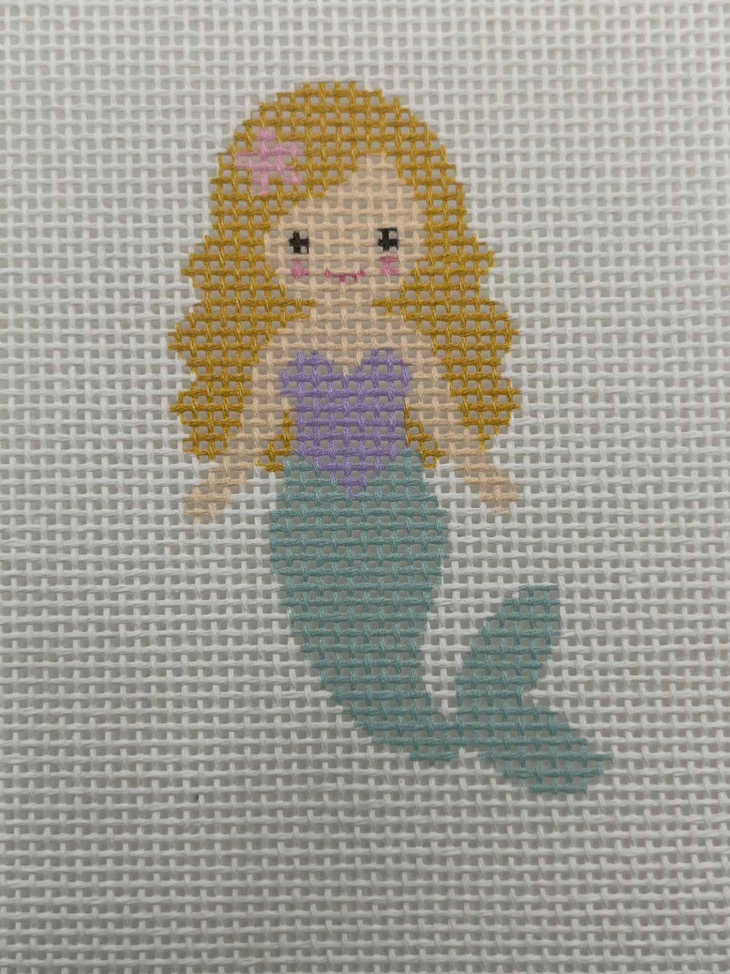 Seafoam Mermaid (Blonde) - 18 mesh - 6 x 6 - Needlepoint Canvas