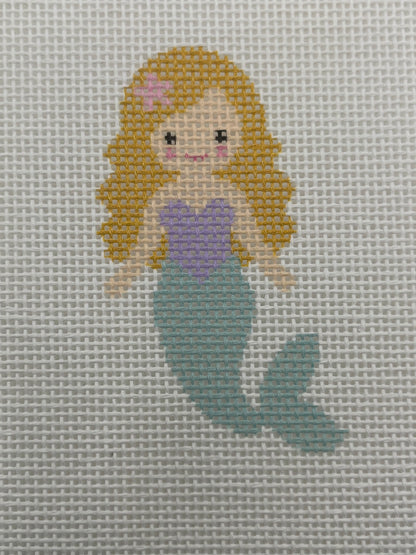 Seafoam Mermaid (Blonde) - 18 mesh - 6 x 6 - Needlepoint Canvas