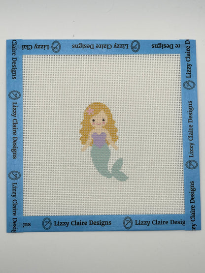 Seafoam Mermaid (Blonde) - 18 mesh - 6 x 6 - Needlepoint Canvas