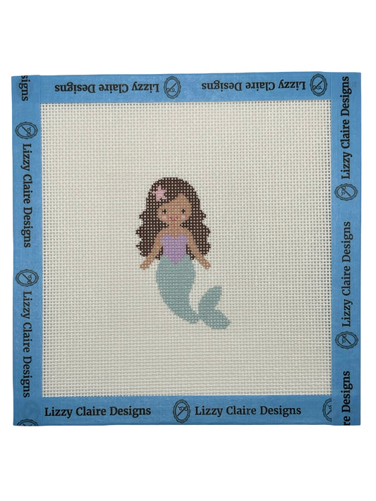 Seafoam Mermaid (Brunette) - 18 mesh - 6 x 6 - Needlepoint Canvas