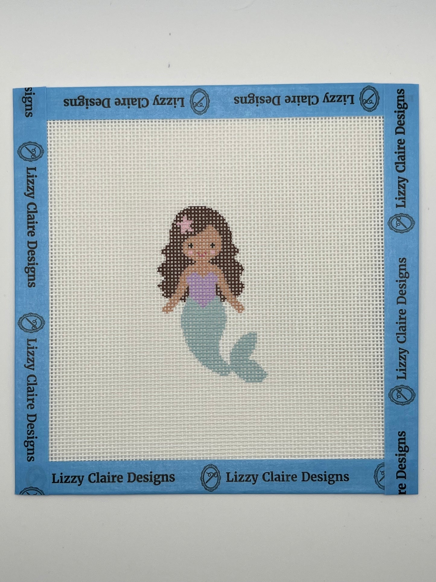 Seafoam Mermaid (Brunette) - 18 mesh - 6 x 6 - Needlepoint Canvas