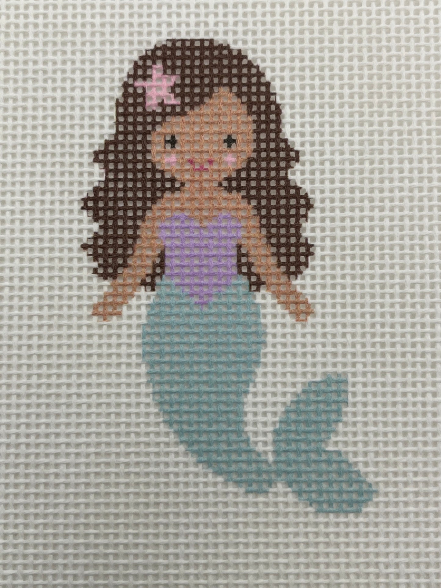 Seafoam Mermaid (Brunette) - 18 mesh - 6 x 6 - Needlepoint Canvas