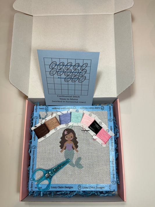 Seafoam Mermaid (Brunettee) Needlepoint Kit