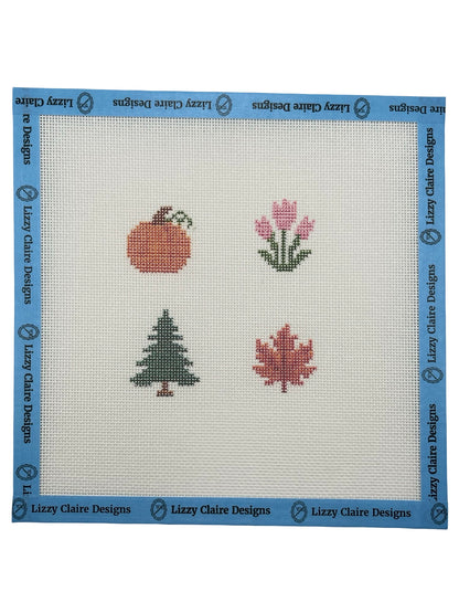Seasonal Wreath Baubles - 18 mesh - 8 x 8 - Needlepoint Canvas