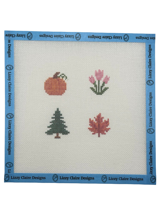 Seasonal Wreath Baubles - 18 mesh - 8 x 8 - Needlepoint Canvas