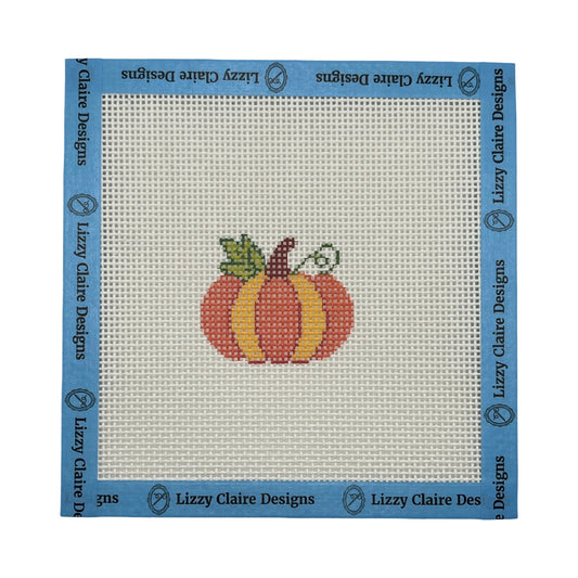 Small Orange and Yellow Pumpkin - 13 mesh - 6 x 6 - Needlepoint Canvas