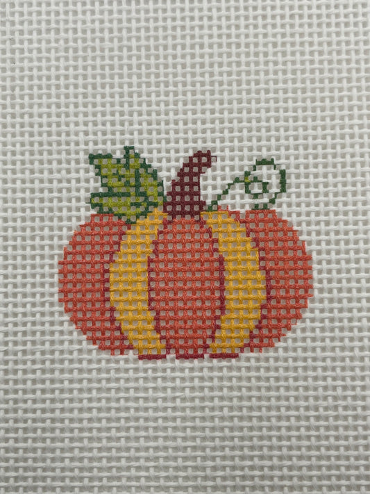 Small Orange and Yellow Pumpkin - 13 mesh - 6 x 6 - Needlepoint Canvas
