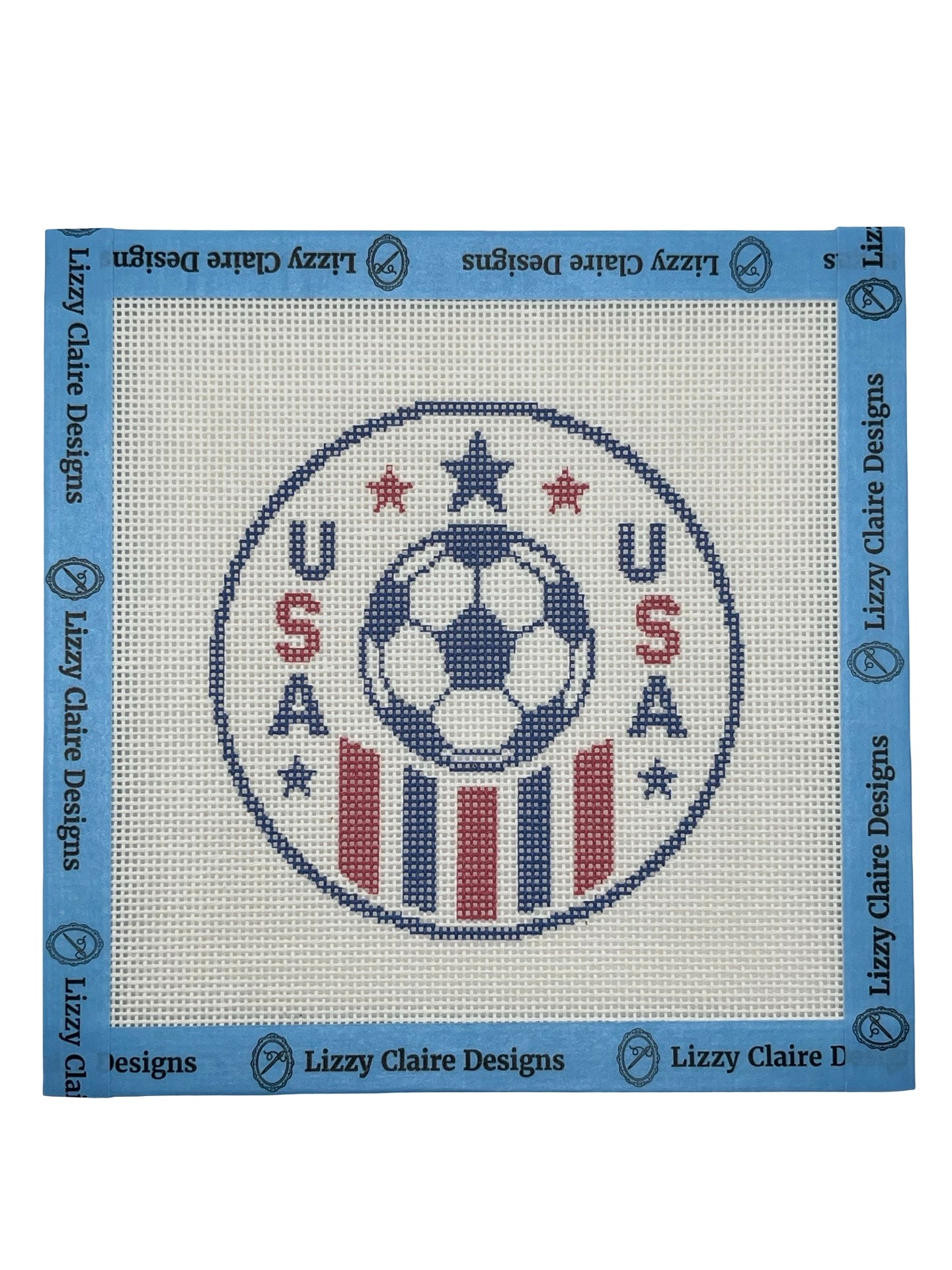 Soccer USA - 18 mesh - 4 inch Round - 6 x 6 - Needlepoint Canvas