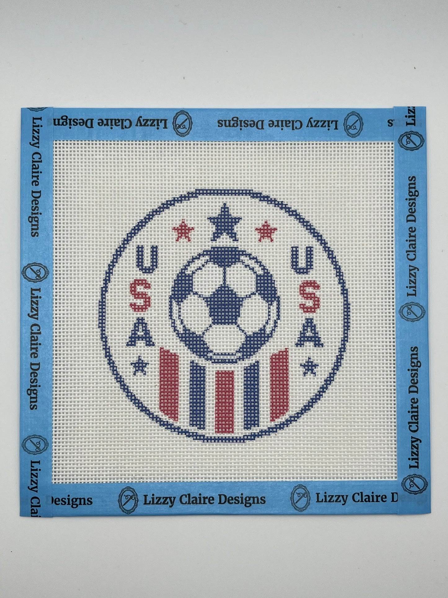 Soccer USA - 18 mesh - 4 inch Round - 6 x 6 - Needlepoint Canvas