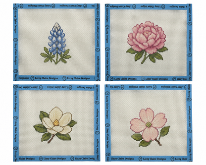 Southern Garden Flower Collection - 13 mesh – Set of 4 Needlepoint Canvases