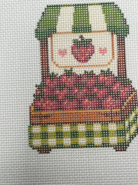 Strawberry Stand - Farmer's Market Collection - 18 mesh - 8 x 8 - Needlepoint Canvas