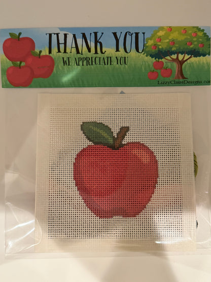Teacher Appreciation Apple - 13 mesh - 7 x 7 - Needlepoint Canvas Kit