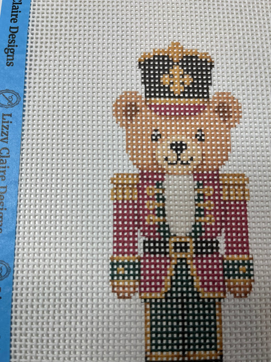 Lizzy Claire's Happy Neighborhood Teddybear Nutcracker - 13 mesh - 6 x 10 - Needlepoint Canvas