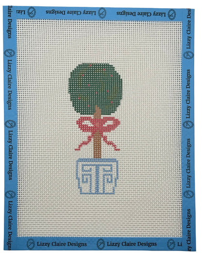 Topiary with Red Bow – 13 Mesh – 7 x 9 Needlepoint Canvas
