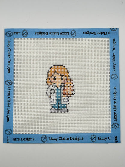 Veterinarian Lizzy Claire - 13 mesh - 6 x 6 - Needlepoint Canvas