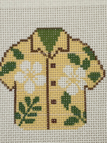 Yellow Hawaiian Shirt - 13 mesh - 6 x 6 - Needlepoint Canvas