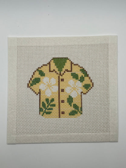 Yellow Hawaiian Shirt - 13 mesh - 6 x 6 - Needlepoint Canvas
