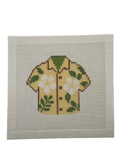 Yellow Hawaiian Shirt - 13 mesh - 6 x 6 - Needlepoint Canvas