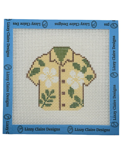 Yellow Hawaiian Shirt - 13 mesh - 6 x 6 - Needlepoint Canvas