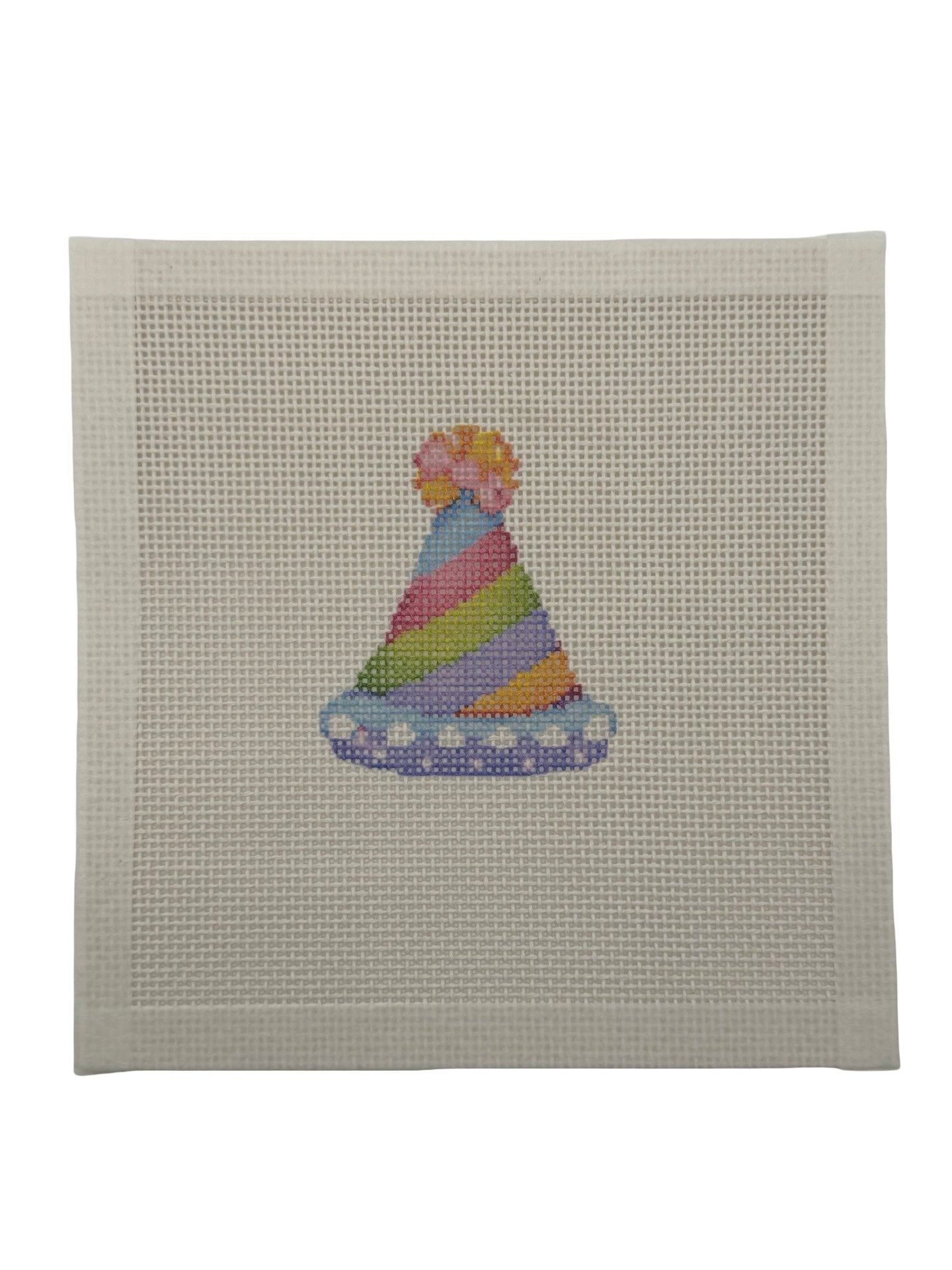 Happy Birthday Party Hat - 13 mesh - 7 x 7 - Needlepoint Canvas