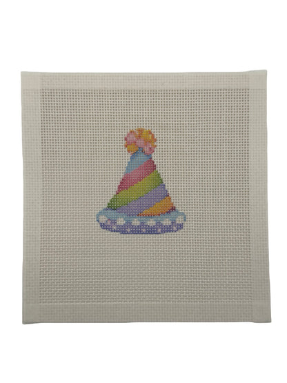 Happy Birthday Party Hat - 13 mesh - 7 x 7 - Needlepoint Canvas