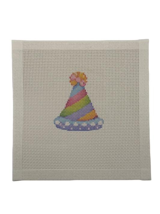 Happy Birthday Party Hat - 13 mesh - 7 x 7 - Needlepoint Canvas