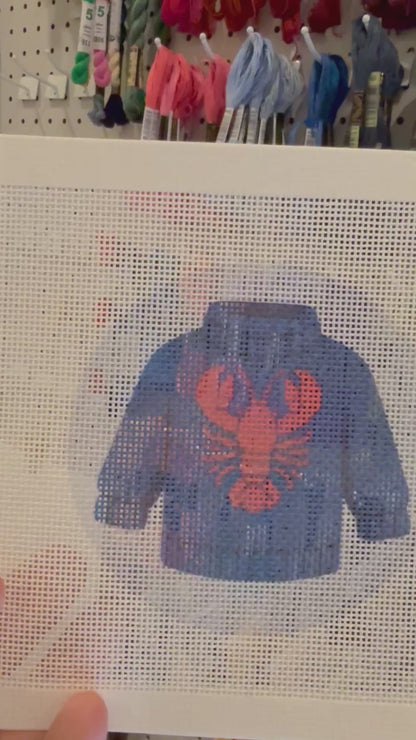Lobster Sweater - 18 mesh - 4 inch Round - 6 x 6 - Needlepoint Canvas