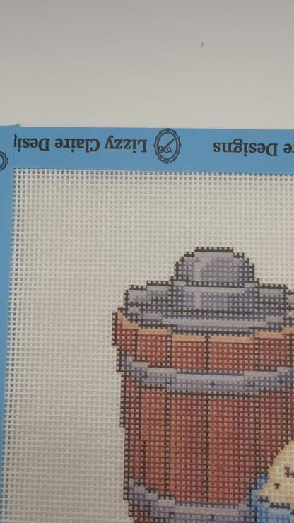 Old Fashioned Ice Cream Maker - 18 mesh - 6 x 6 - Needlepoint Canvas