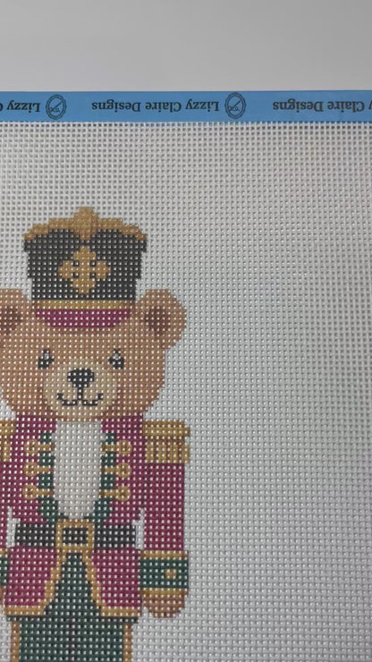 Lizzy Claire's Happy Neighborhood Large Teddybear Nutcracker - 13 mesh - 12 x 12 - Needlepoint Canvas