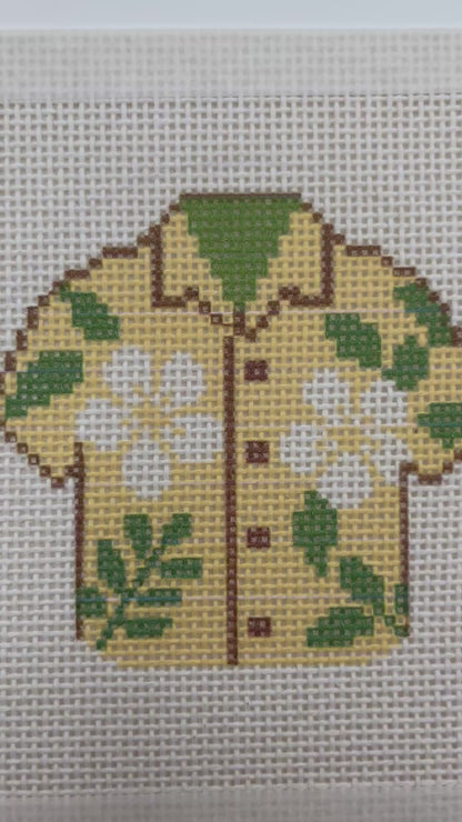 Yellow Hawaiian Shirt - 13 mesh - 6 x 6 - Needlepoint Canvas