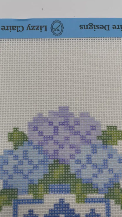 Hydrangeas in a Ginger Jar - 18 mesh - 7 x 7 - Needlepoint Canvas
