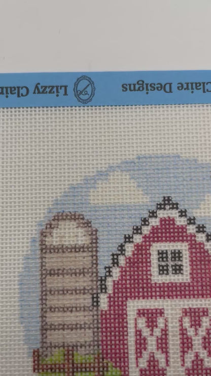 Red Barn - Happy Farm Collection - 4 inch Round - 18 mesh - 6 x 6 - Needlepoint Canvas
