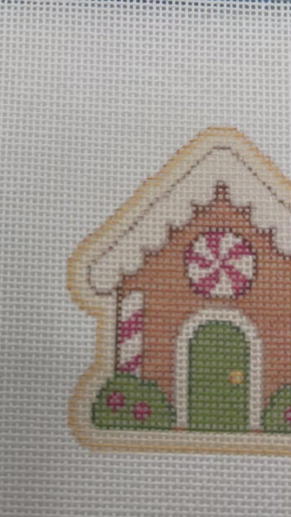 Gingerbread House - The Royal Icing Collection - 18 mesh - 6 x 6 - Needlepoint Canvas - Lizzy Claire Designs