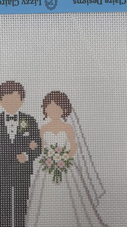Bride and Groom - 18 mesh - 8 x 8 - Needlepoint Canvas