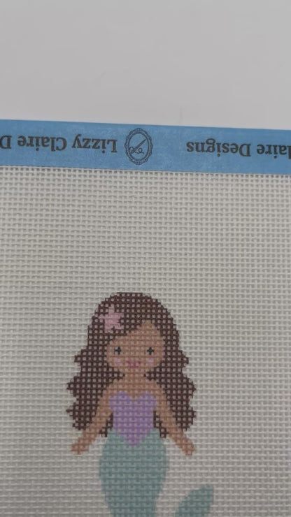 Seafoam Mermaid (Brunette) - 18 mesh - 6 x 6 - Needlepoint Canvas