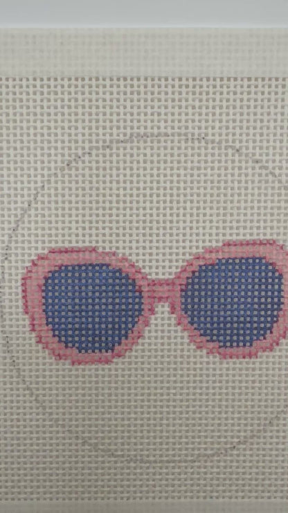 Pink Sunglasses - 13 mesh - 4 inch Round - 6 x 6 - Needlepoint Canvas