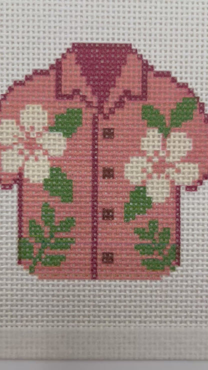 Pink Hawaiian Shirt - 13 mesh - 6 x 6 - Needlepoint Canvas